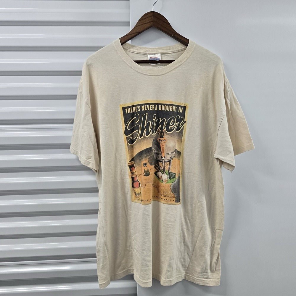 Vintage Y2K Shiner Bock Beer T Shirt Mens XL Texas Water Tower Hanes